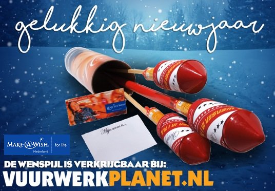 MakeAWishNL's tweet photo. Knal met deze wenspijl jouw wens het nieuwe jaar in en steun @MakeAWishNL! Verkrijgbaar bij: https://t.co/VX0Deswisw https://t.co/1d82DsDSud