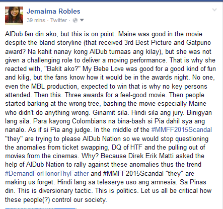 ALDUB Nation let us not be misled.There is an important message behind <a href="/mainedcm/">Maine Mendoza</a> 's "Bakit ako?" #ALDUBBestOf2015