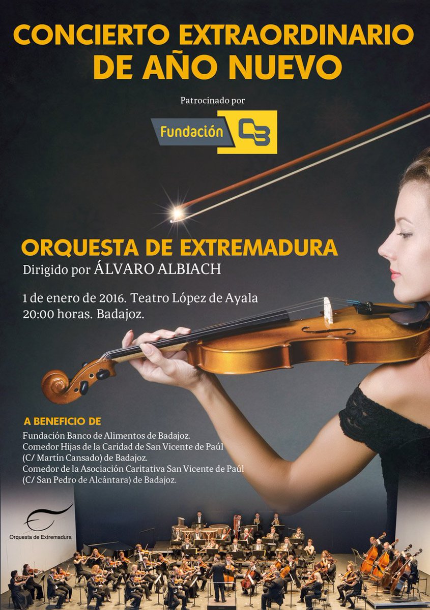 lopezdeayala's tweet photo. 1 de enero concierto Año Nuevo en @lopezdeayala, a cargo de @FundacionOex, patrocinado por Fundación @cajabadajoz https://t.co/UjqnRfgA4s