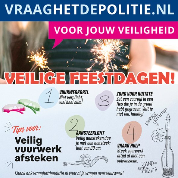 Wil je meer weten over veiligheid bij het afsteken van vuurwerk? Kijk op: vraaghetdepolitie.nl/vuurwerk