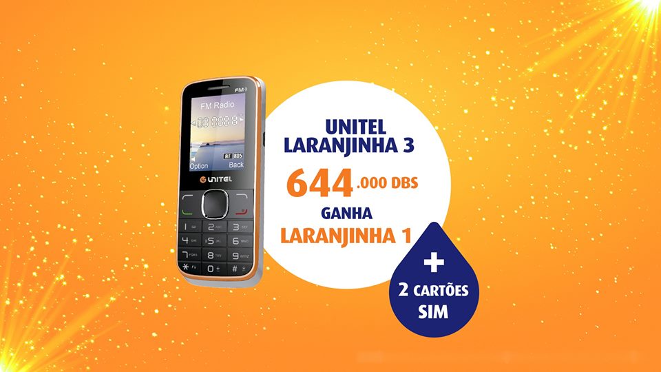 UnitelStp's tweet photo. Laranjinha 3 por 644 mil Dobras e ganha um Laranjinha 1 + 2 cartões SIM. Válido até 31 de Janeiro. #unitelstp https://t.co/yToMsc502J