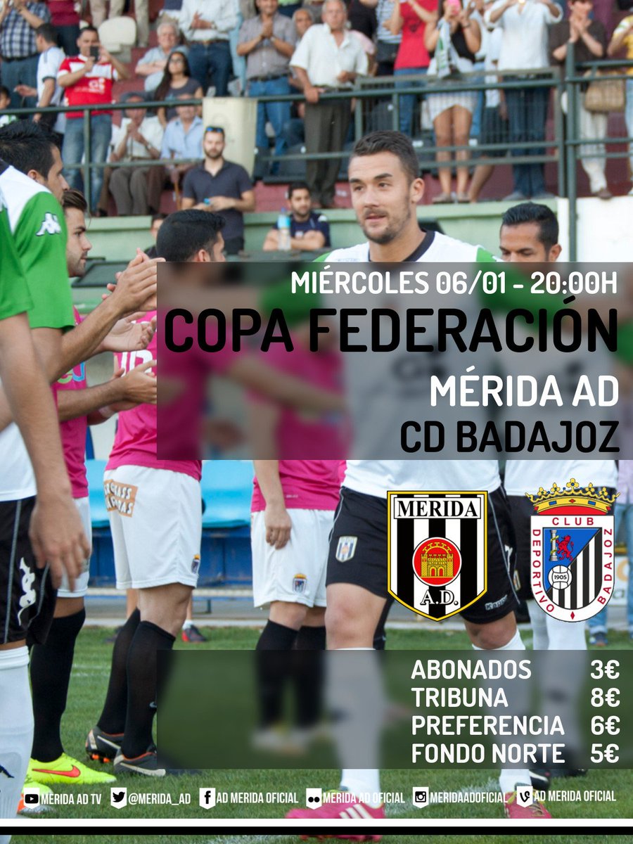 Merida_AD's tweet photo. CARTEL | #ADMerida - #CDBadajoz
6 Dic - 20 horas

*Si RT entrarás en el sorteo de 2 entradas para el encuentro. https://t.co/OCCCvZzM4W