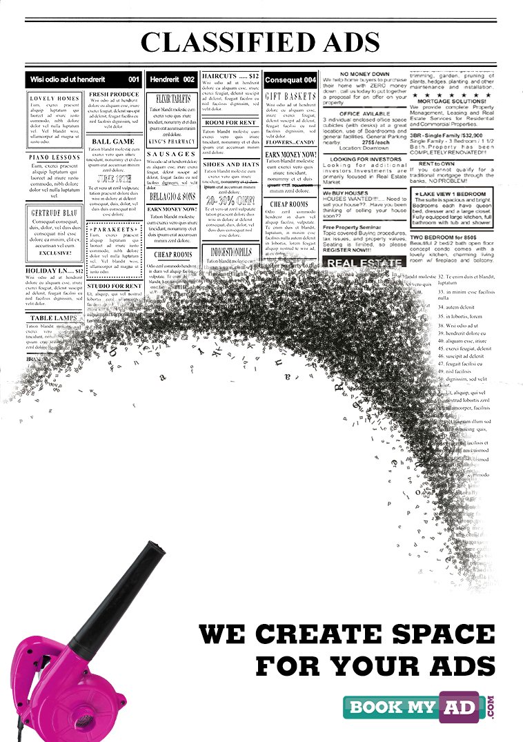 bookmy_ad's tweet image. Need desired placement of Classified ad?
Book your ads now!
#BookMyAd #ClassifedAds #NewspaperAds #Creatives