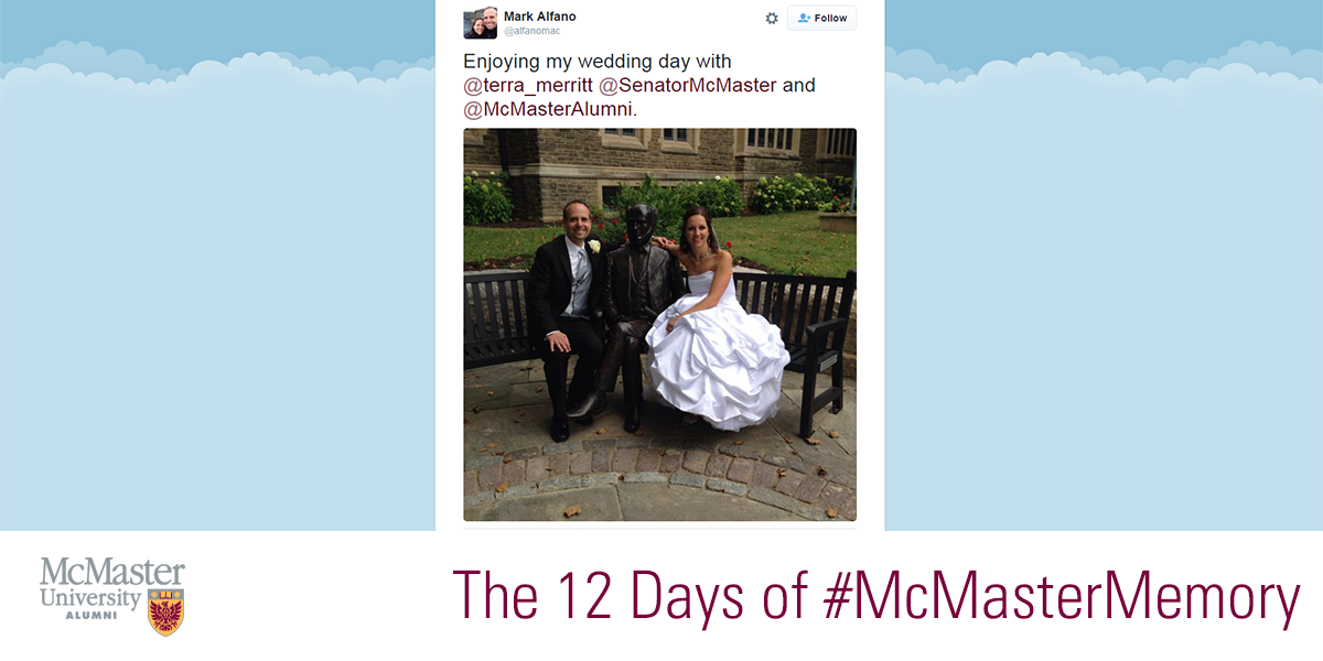 McMasterAlumni's tweet photo. On the 4th day of #McMasterMemory, we're smiling at this photo with @SenatorMcMaster from @AlfanoMac's wedding day! https://t.co/XxMEgcS58Q