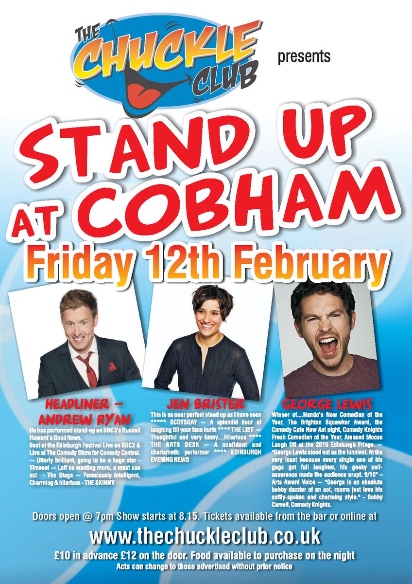 TheChuckleClub's tweet photo. Looking forward to this! 3 great acts, and all for just £10 a ticket https://t.co/dT3WFJ6iNq