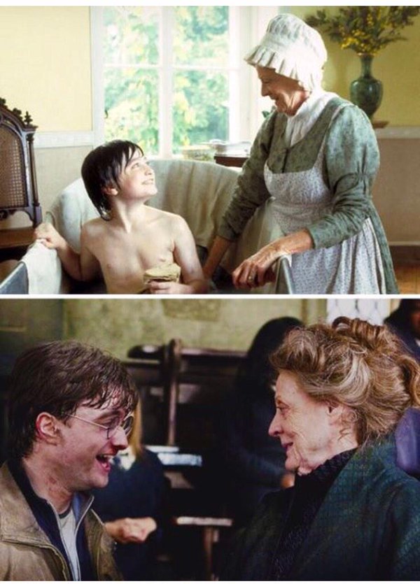 Maggie Smith &amp; Daniel Radcliffe in David Copperfield (1999), and in Harry Potter (2011).

#HappyBirthdayMaggieSmith