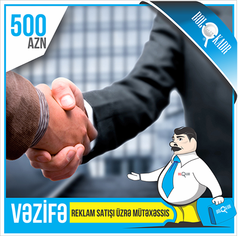 VAKANSİYA –– Reklam satışı üzrə mütəxəssis

MÜRACİƏT ÜÇÜN LİNK ––> goo.gl/6yxsXp