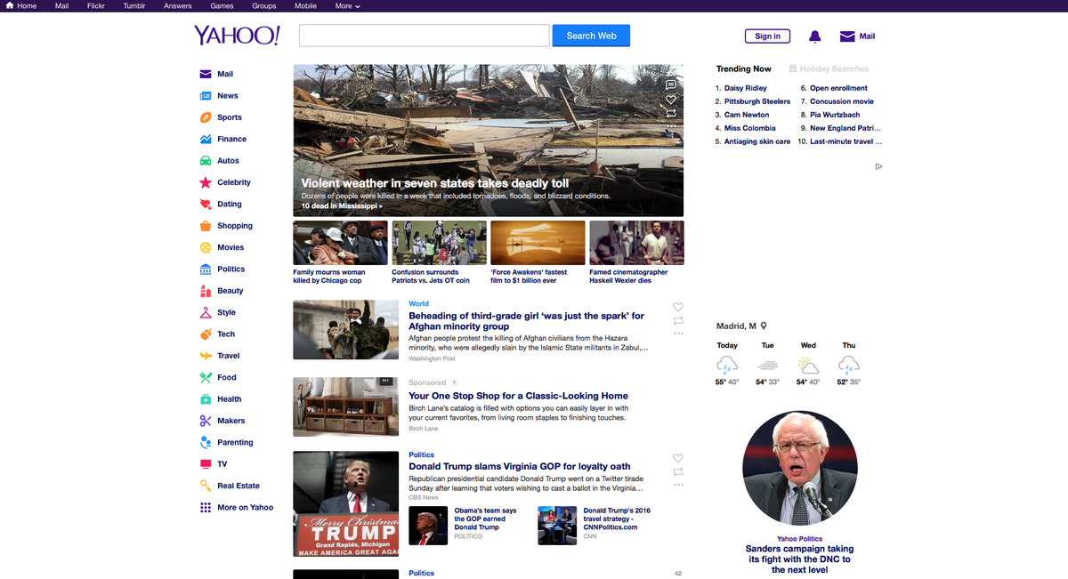 allgoogletests's tweet photo. Yahoo tests a new homepage: https://t.co/B1ltNmyQaa https://t.co/DZFFnni2P3