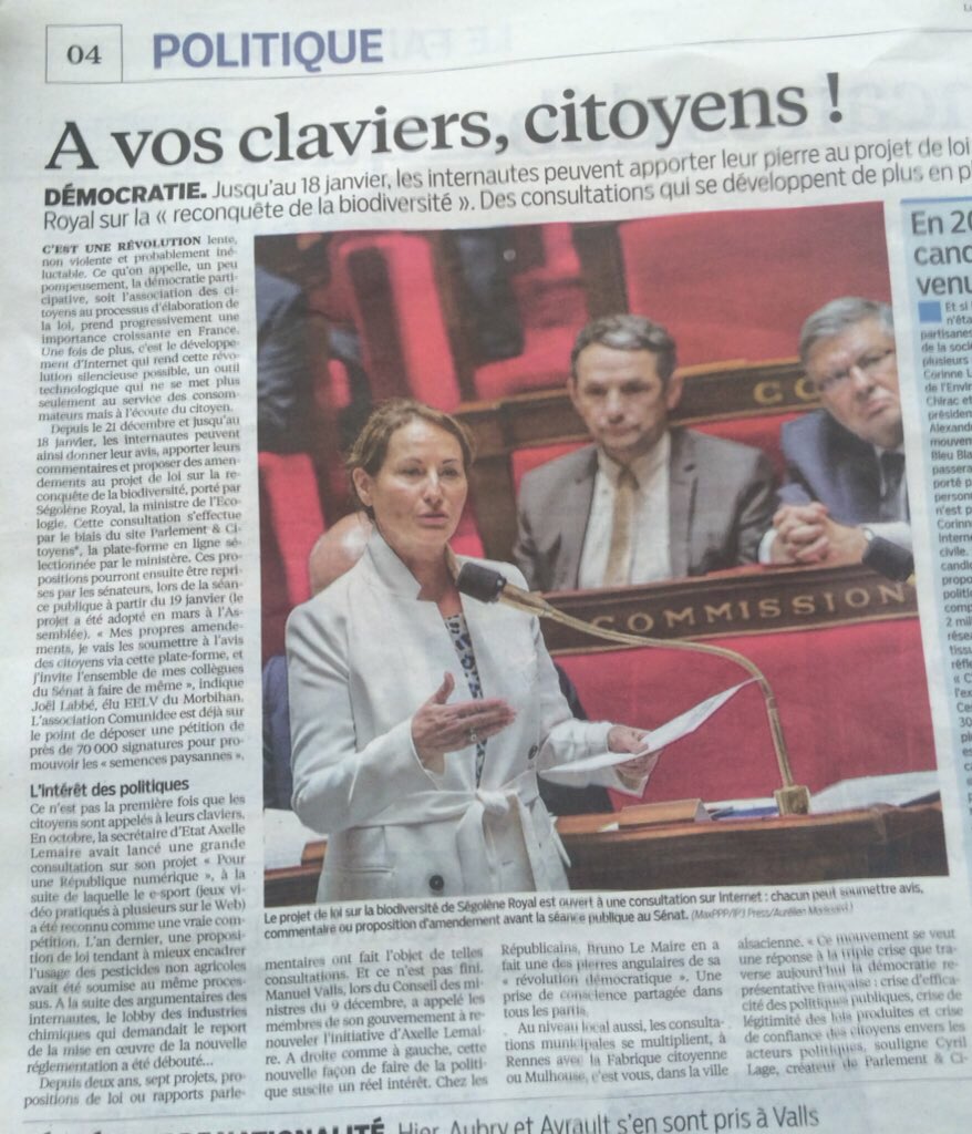RoyalSegolene's tweet image. Participez à la loi sur la #biodiversité :  "Démocratie : à vos claviers, citoyens !" m.leparisien.fr/politique/demo…