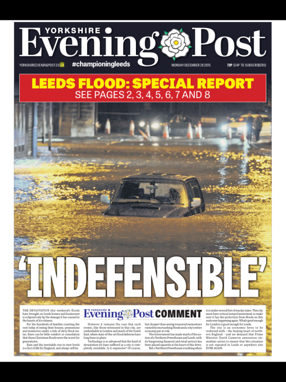 Independent's tweet image. The front page that sums up the anger in the North over flooding ind.pn/22uwiU5