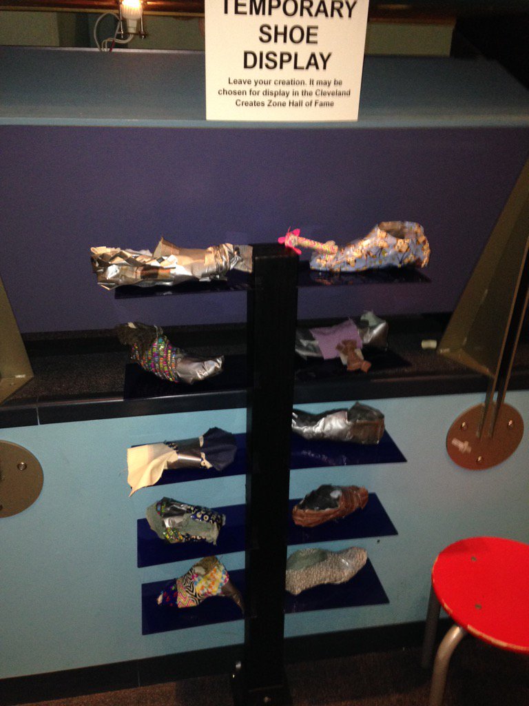 MVRHS_Science1's tweet photo. Maker space at Cleveland Science Museum. #makers pace #younginventors #duct-tape https://t.co/4Q6sfTA7kg