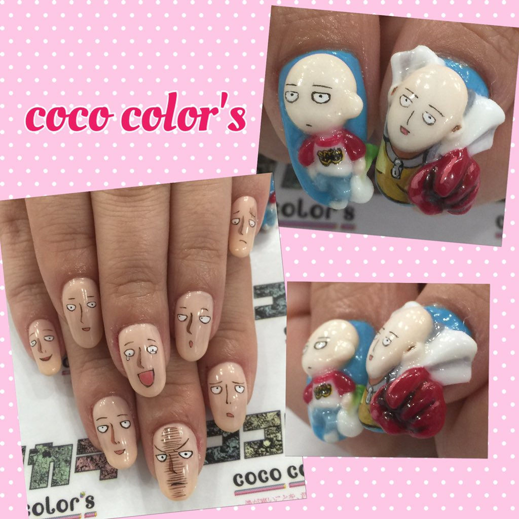 お客様オーダー、ワンパンマン痛ネイル。親指の3Dパンチも存在感