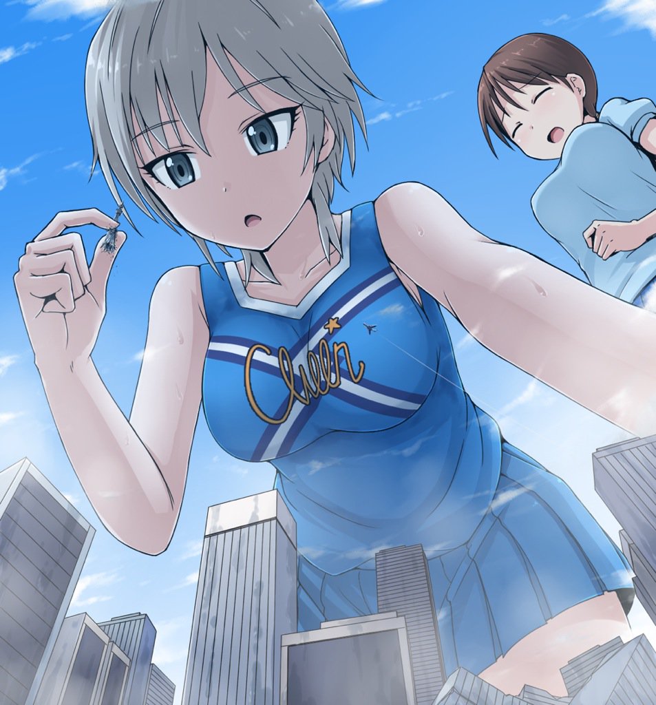 Animegiantess On Twitter Giga Cheerleader Anime Giantess Giant