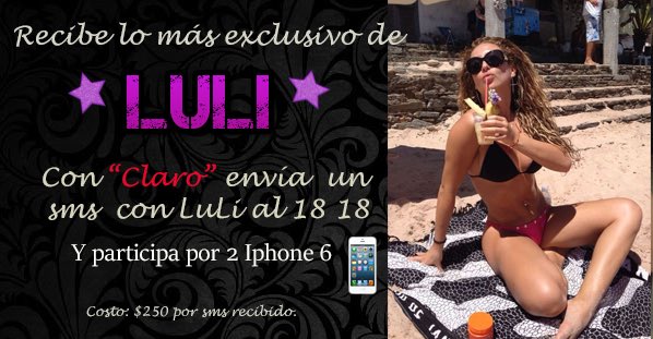 EventosLuli's tweet image. Las mejores fotos de @Lulichile 😉Envía un sms claro al 1818, y gana premios! 📱 RT