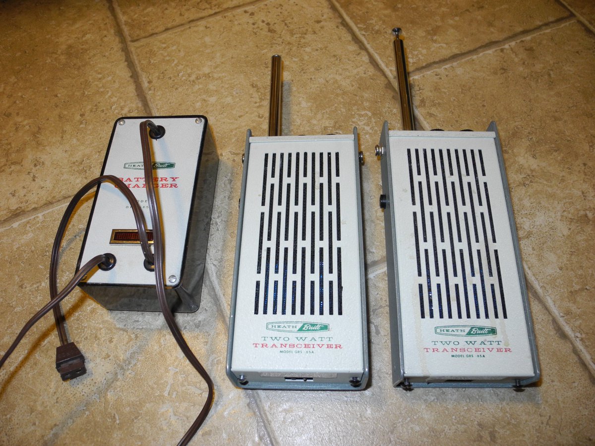 jefftranter's tweet image. Current #Heathkit restoration projects: an HR-1680 amateur radio receiver and a pair of GRS-65A walkie-talkies.