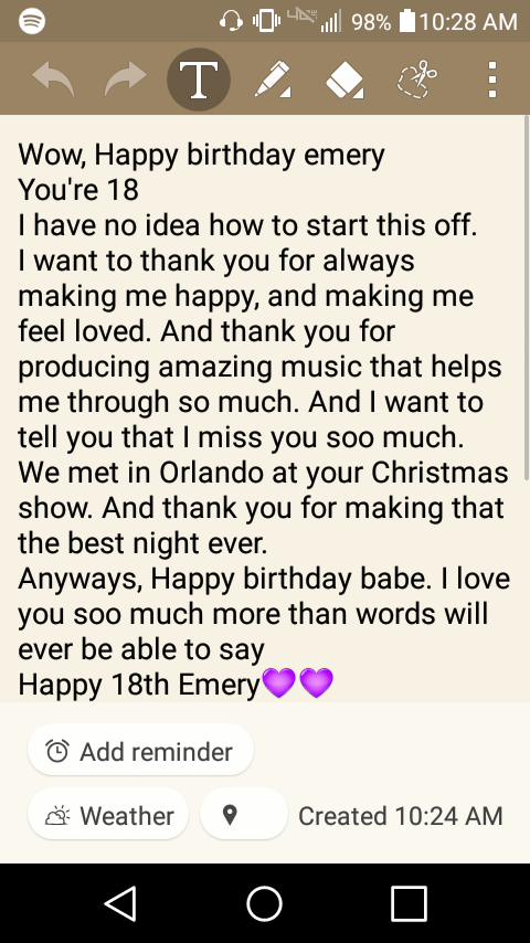 Happy birthday Emery
If you see this please read it  