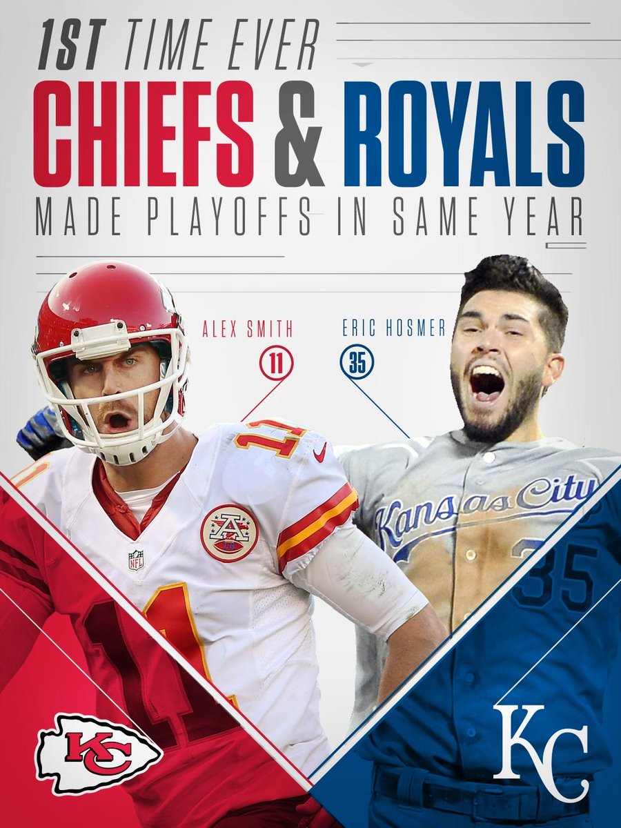 For the first time ever, Royals &amp; Chiefs made the playoffs in the same year.

• World Series: ✅
• Super Bowl: ?