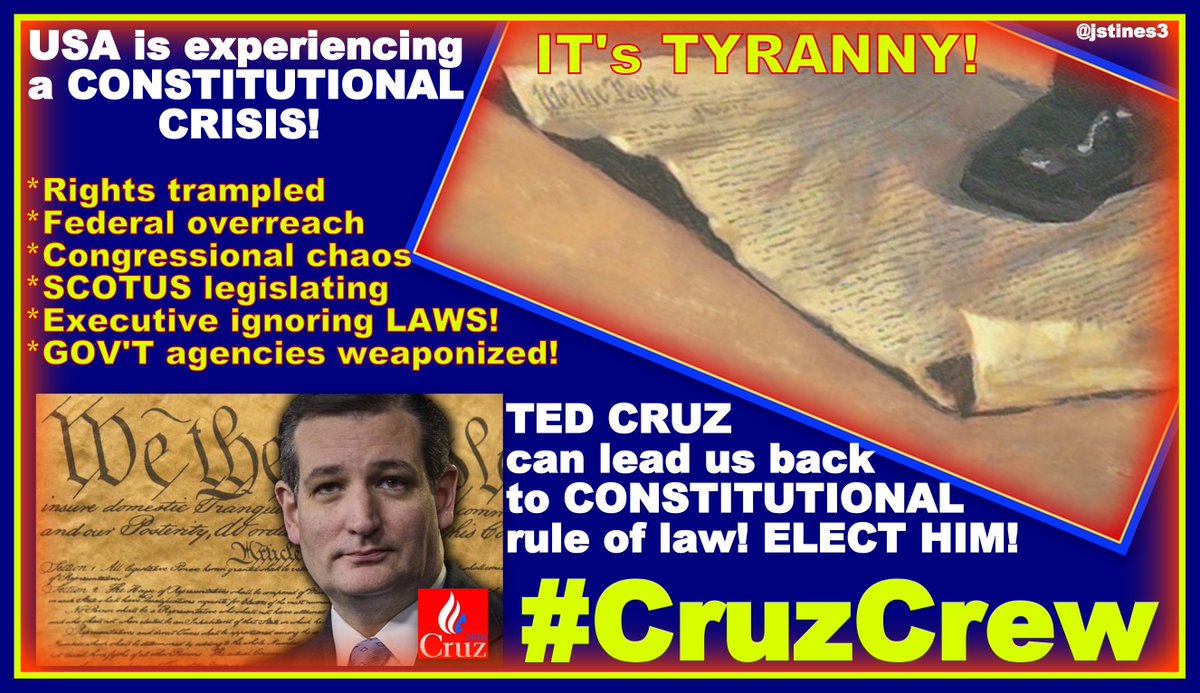 jstines3Paints's tweet photo. USA is in a CONSTITUTIONAL CRISIS! #TedCruz will lead us back from the edge!

#CruzCrew #TrustTED #PJNET #TCOT

https://t.co/k6wp44gdMY