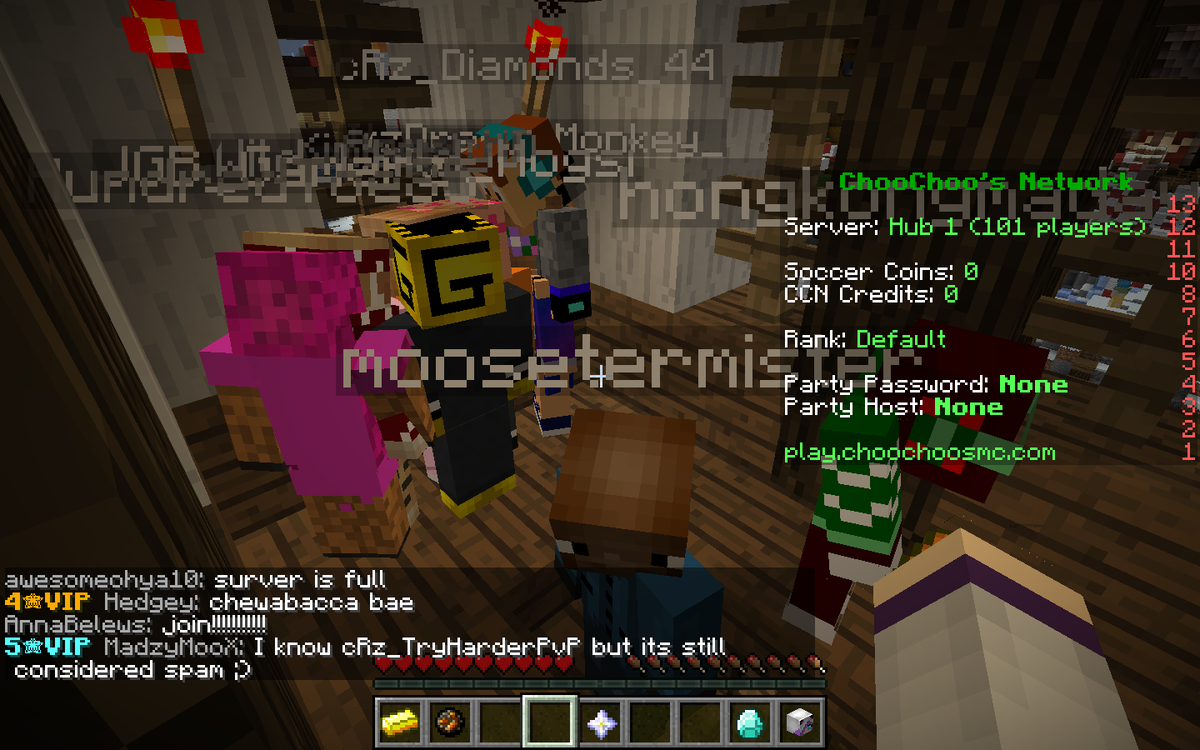 calypsoyy's tweet photo. All the people trying to see @ChooChoosGaming on @ChooChoosMC server! #FreeChoo @Sqaishey So much lag! :P :3 https://t.co/6PT8aAoCaB