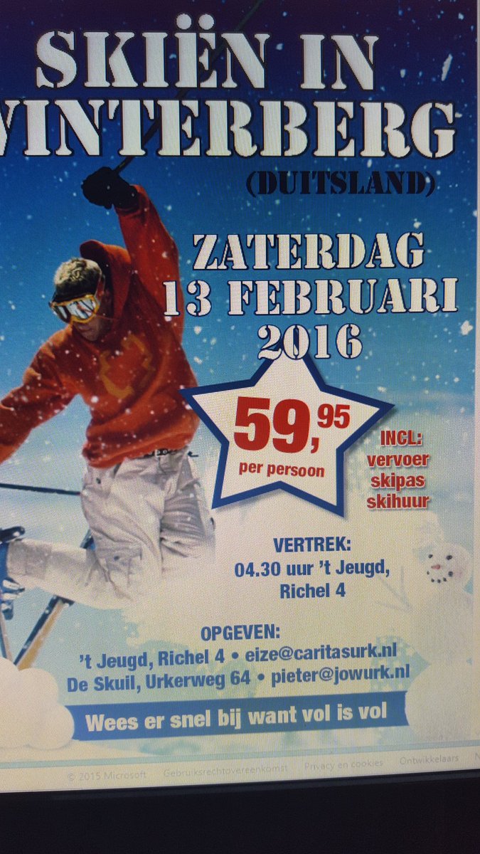 Het skiën van aankomende zaterdag kan niet doorgaan ivm nog geen sneeuw⛄
Nieuwe datum is 13 februari (valentijn)