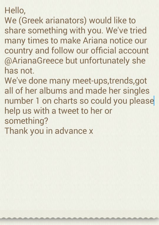 ArianaGreece's tweet photo. @RepublicRecords could you please spend a minute to read this? ❤ https://t.co/IQzPWhWLrS