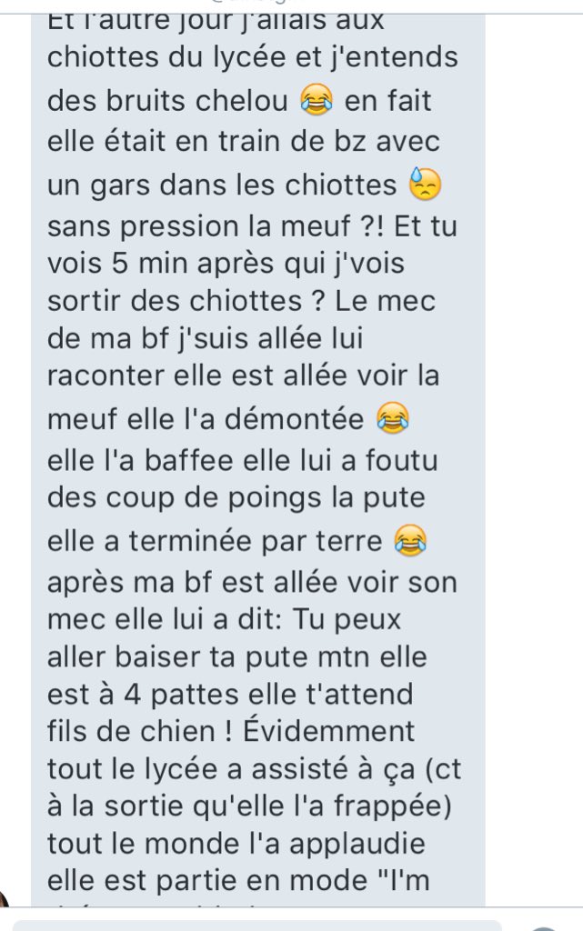 confesscatin's tweet photo. "Tu peux aller baiser ta pute mtn elle est à 4 pattes fils de chien." https://t.co/hK9eF9kKW0