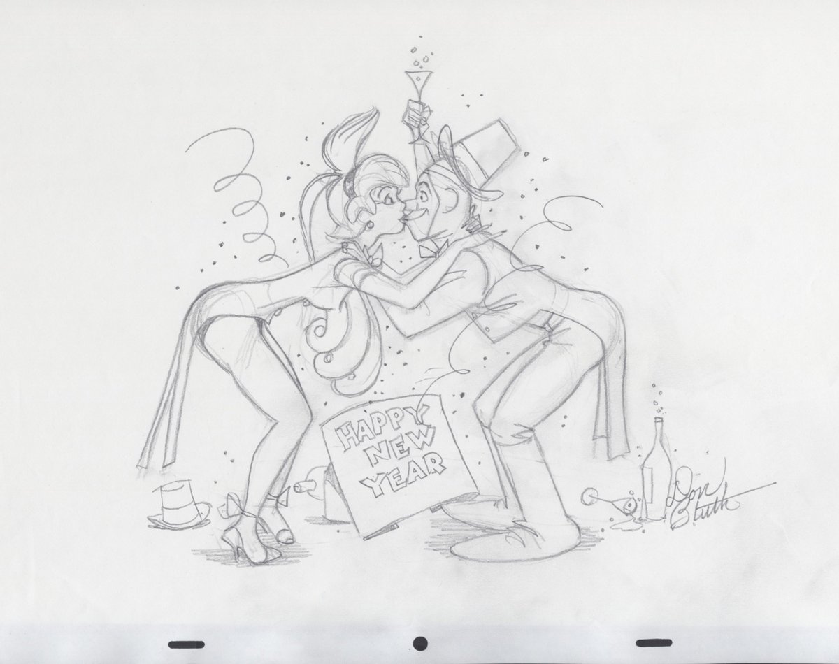 DonBluth's tweet image. Win this original signed Dirk &amp;amp; Daphne New Years drawing, all you have to do is RETWEET or COMMENT on this post!!