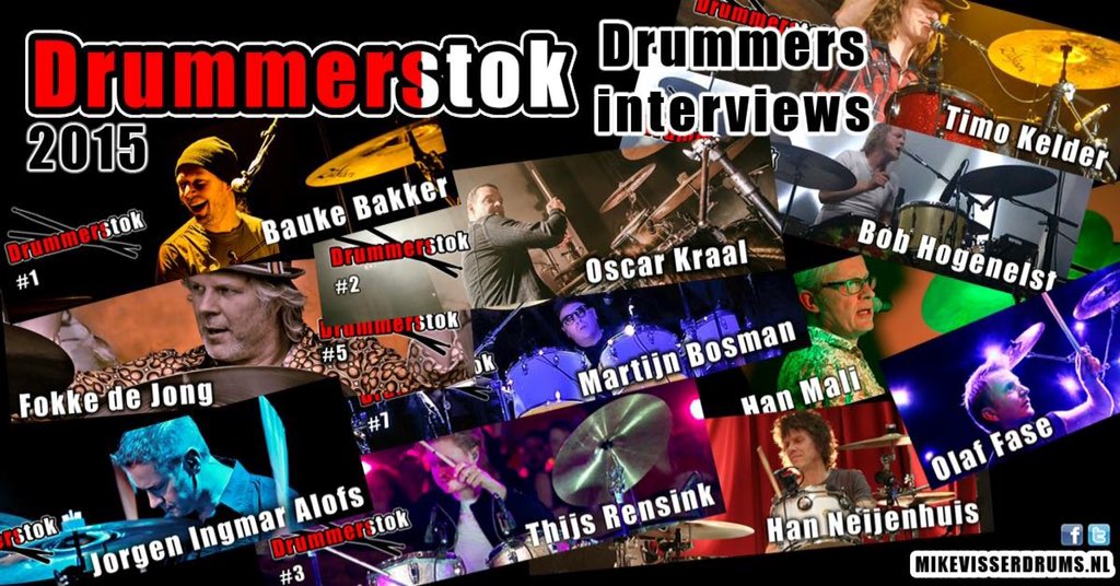 Drummerstok's tweet photo. Drummerstok 1e jaar leverde 11 toffe interviews op! #drummerstok #drummersinterviews #mikevisserdrums.nl #opnaar2016 https://t.co/NhHr5XhPte