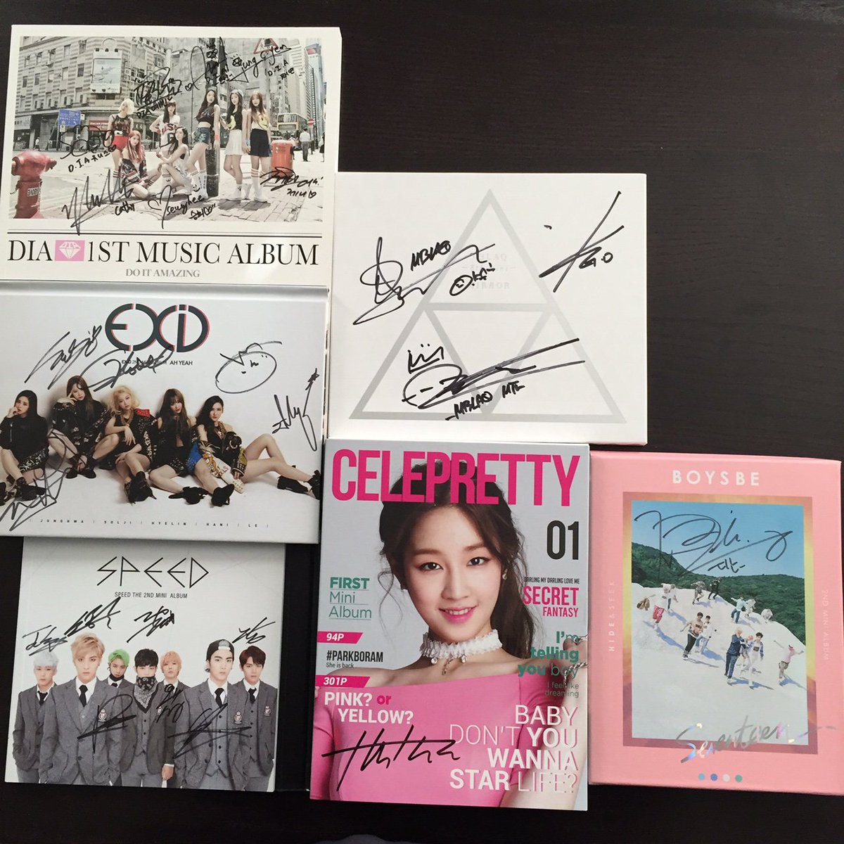 hellomailee's tweet photo. 2 weeks left! [GIVEAWAY] Win signed Kpop CDs from #SEVENTEEN #EXID #SPEED #DIA MBLAQ &amp; 박보람! Follow &amp; RT to enter~ https://t.co/vlAVzWOi05