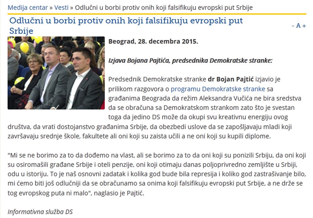 demokrate's tweet photo. Odlučni u borbi protiv onih koji falsifikuju evropski put Srbije – @PajticBojan https://t.co/Kc077kshRv #DSprogram https://t.co/phmfndm3m1