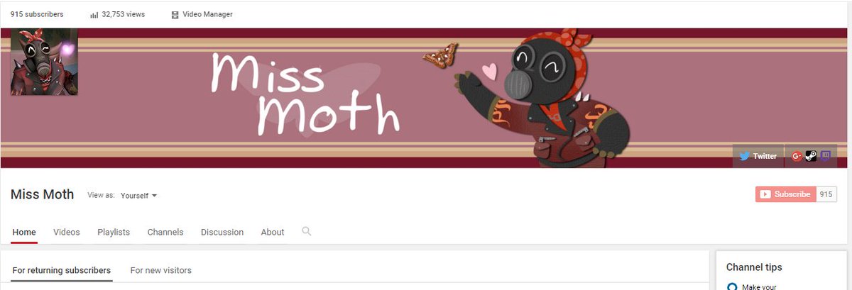 Miss Moth On Twitter New Channel Banner Because Chloemew Is A