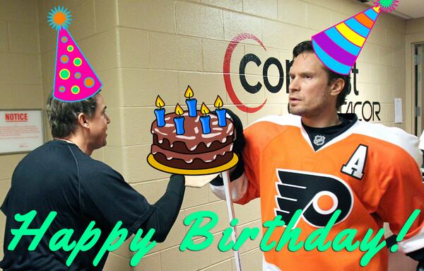 Happy birthday from me, timonen, and the equipment manager 