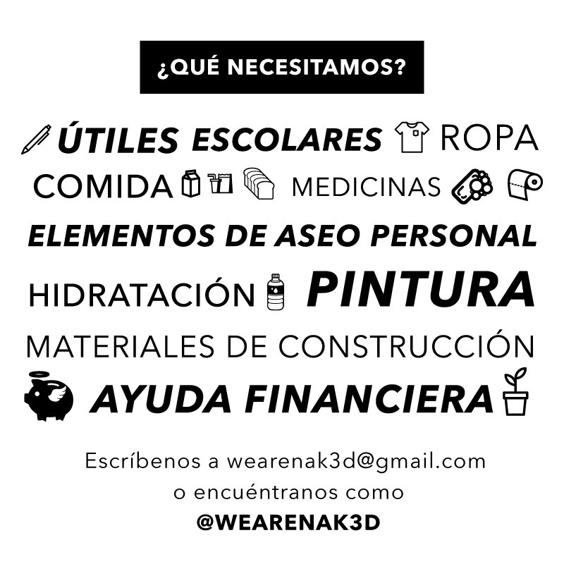 MauYRicky's tweet photo. Arg🇦🇷 Muchos me preguntan cómo pueden ayudar en @wearenak3d Fácil! Acá una lista d cosas q necesitamos. Contáctanos! https://t.co/Tu76O01WTz