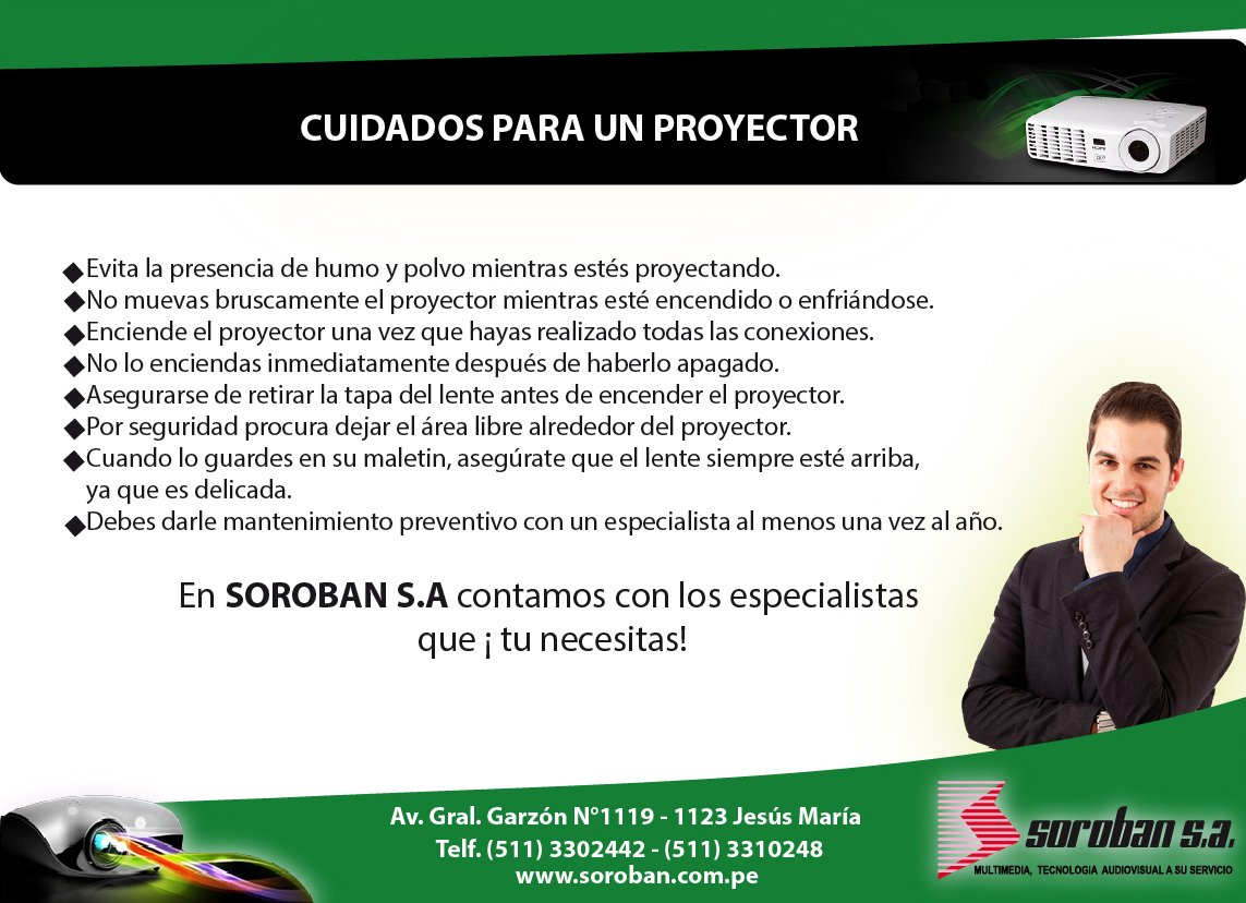Recomendaciones para cuidado de su proyector