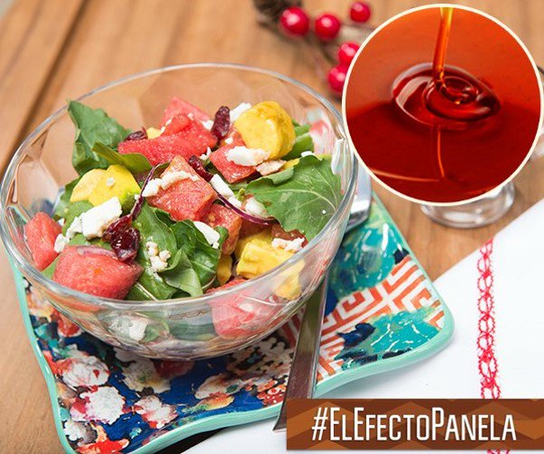 Ensalada de patilla con aguacate, vinagreta de jugo de arándanos rojos y panela goo.gl/Jzxmnk