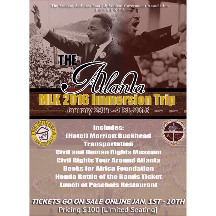 SAB &amp; SGA PRESENTS THE MLK EXPERIENCE TRIP #BCU