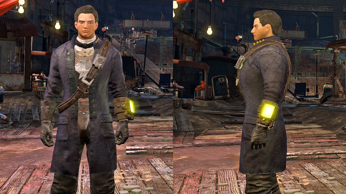 杏仁豆腐 R Twitterren Fallout 4 フォールアウト4 ミニッツメン将校の服 だったかな 入手 前から見た感じはコートがとてもオシャレでカッコいいなぁって思いましたが 横から見たら胸が大変なことになってました T Co Myerp8novn