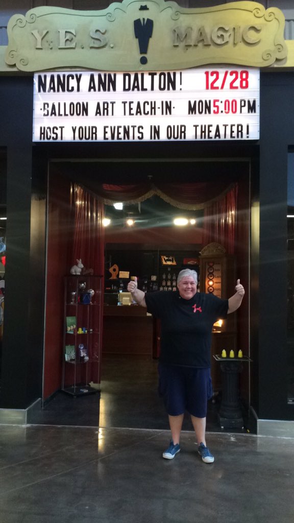YesMagicShop's tweet photo. Nancy Dalton has arrived! Come out to her #special #balloonjam tonight @YES_Entertain at @artegon_orlando https://t.co/fV4UUxwZBy