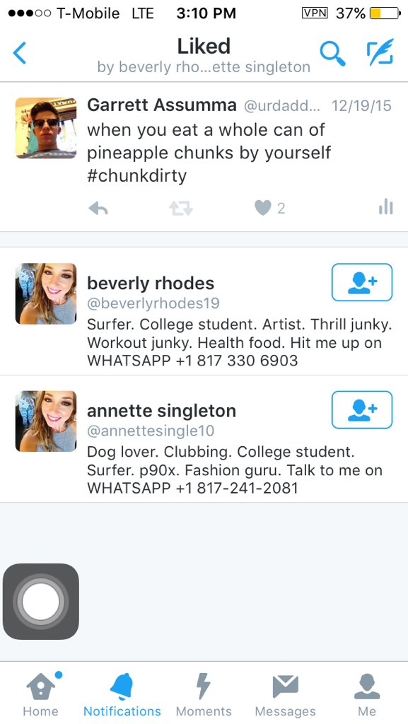 urdaddygarrett's tweet photo. wth it's the same profile picture with different names and hobbies ๐๐ #chunkdirty https://t.co/skPMx5MNVm