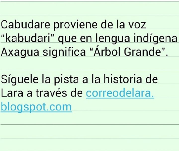 CorreodeLara's tweet photo. Cabudare proviene de la voz indígena axagua "Kabudari" https://t.co/g8d8yTNIRf