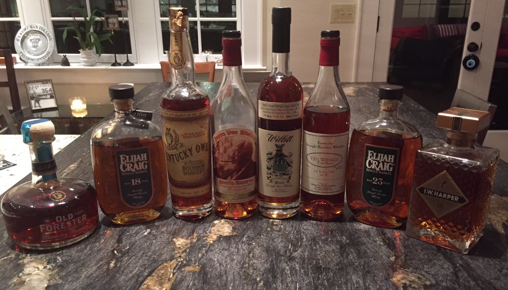 Bourbon Night! #KentuckyOwl #pappy20 #willett #elijah #OldForester #harper