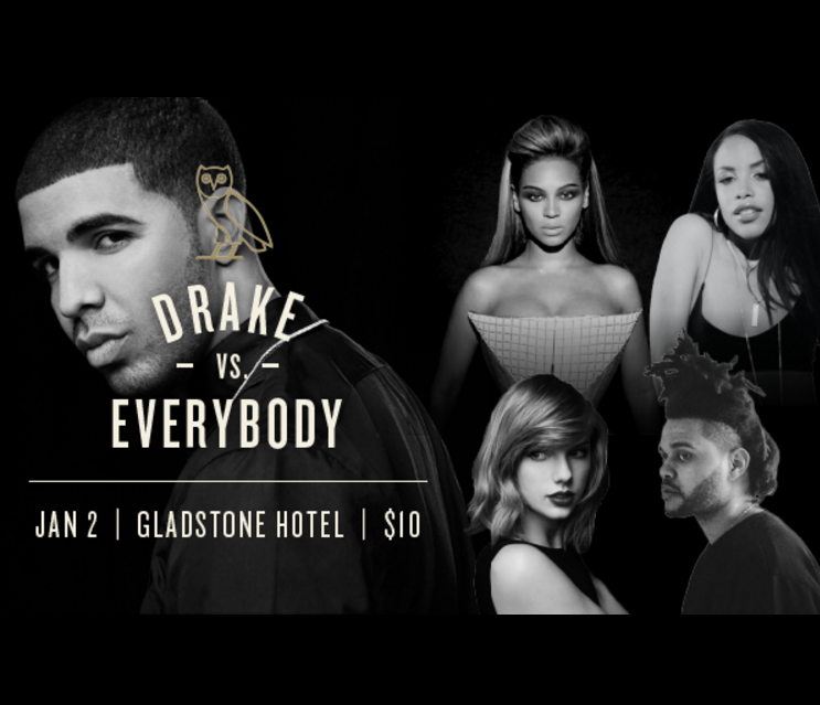 Gladstone_To's tweet photo. Bring your #woes to our #DrakevsEverybody party on SAT JAN 2. Get your tickets here: https://t.co/8rz7q7g1Up https://t.co/6ulltjF1Ag