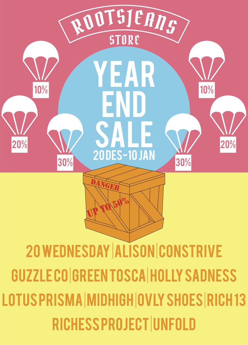 YEAR END SALE <a href="/Guzzle_Co/">Guzzle Co.</a> 15% OFF at <a href="/ROOTSJEANS/">roots jeans</a> store.