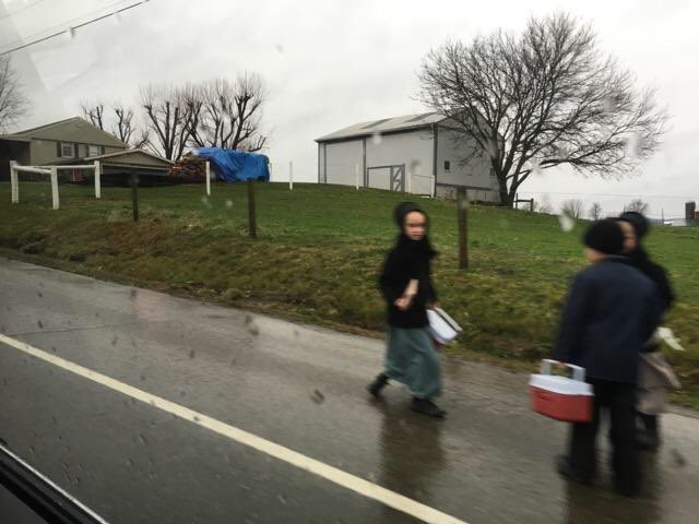 LOOK HOW ADORABLE THESE LITTLE AMISH CHILDREN WERE W THEIR LUNCH BOX COOLERS WHILE LEAVING SCHOOL