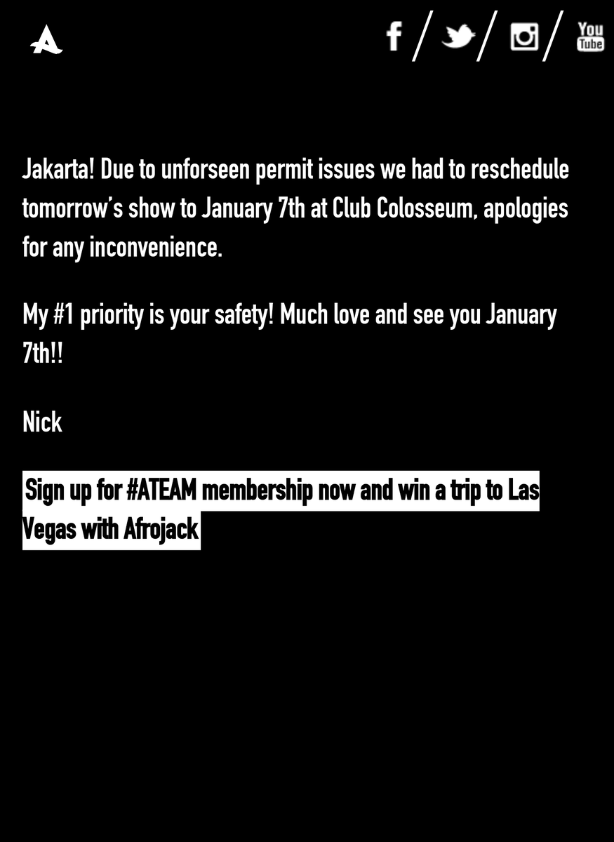 SH_ENTIndonesia's tweet photo. Check out Afrojack's website for official statement! https://t.co/yuSpYO1zwN