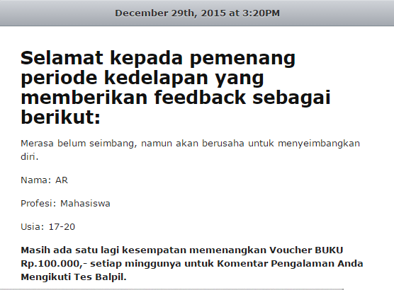 Selamat kpd pemenang voucher buku periode ke-8 yg memberikan feedback balpil.tumblr.com/post/136173278…