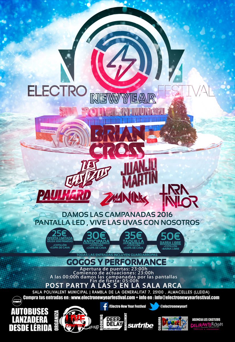 ELECTRONEWYEARF's tweet photo. #FinDeAño en #ElectroNewYearFestival #Almacelles #Nochevieja #Fiesta #Surtribe. #Entradas en https://t.co/u2VbLGOsqd https://t.co/ld7NwcOvvP