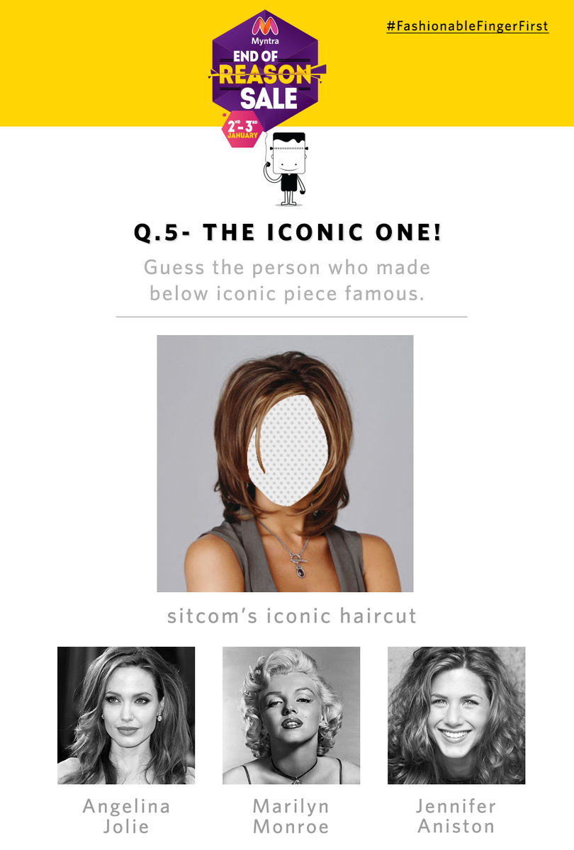 myntra's tweet photo. Q5. Guess the celebrity, she made this iconic look famous #FashionableFingerFirst https://t.co/tZ3HXckYVk