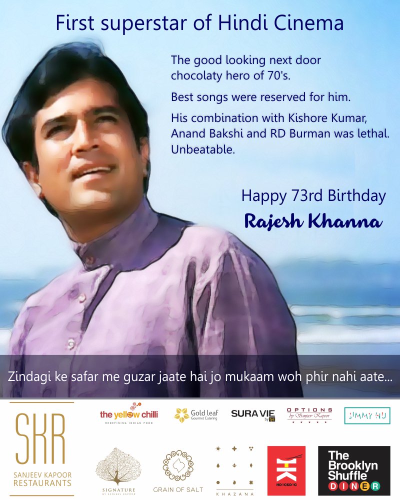 Happy 73rd Birthday to the good looking next door chocolaty hero of 70\s Rajesh Khanna.  