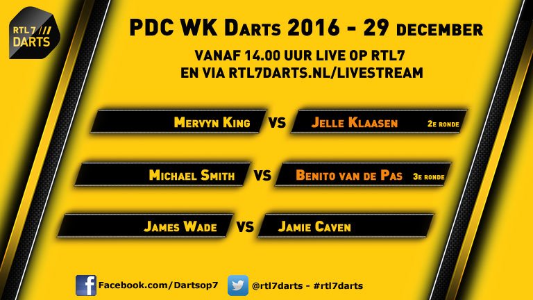 rtl7darts's tweet photo. Vanaf 14.00 uur live op RTL7 WK Darts met oa @BigBen180 en @JelleK180 #rtl7darts https://t.co/osvvh88Gpj